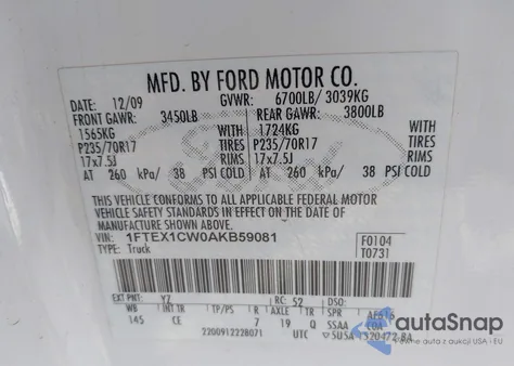 2010 Ford F-150 Stx/Xl from USA, damaged, VIN 1FTEX1CW0AKB59081